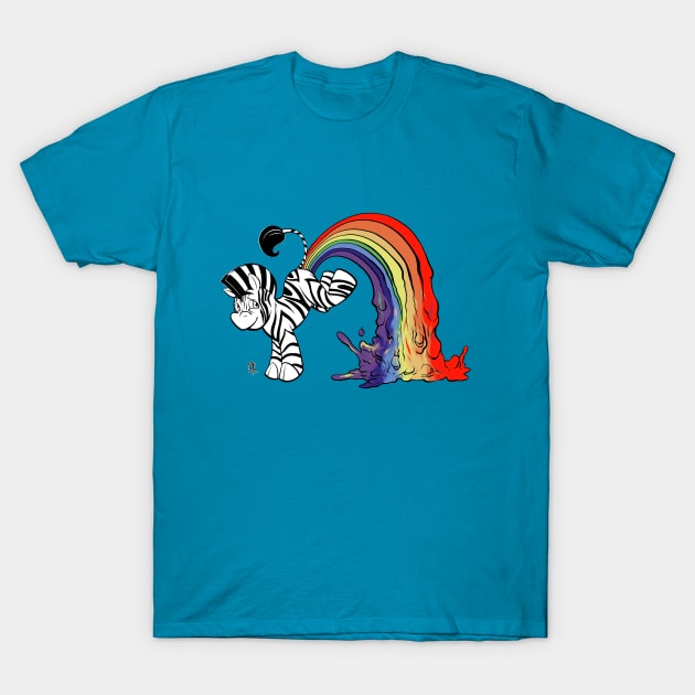 Zebra Pooping Rainbows T-Shirt by josesartcave